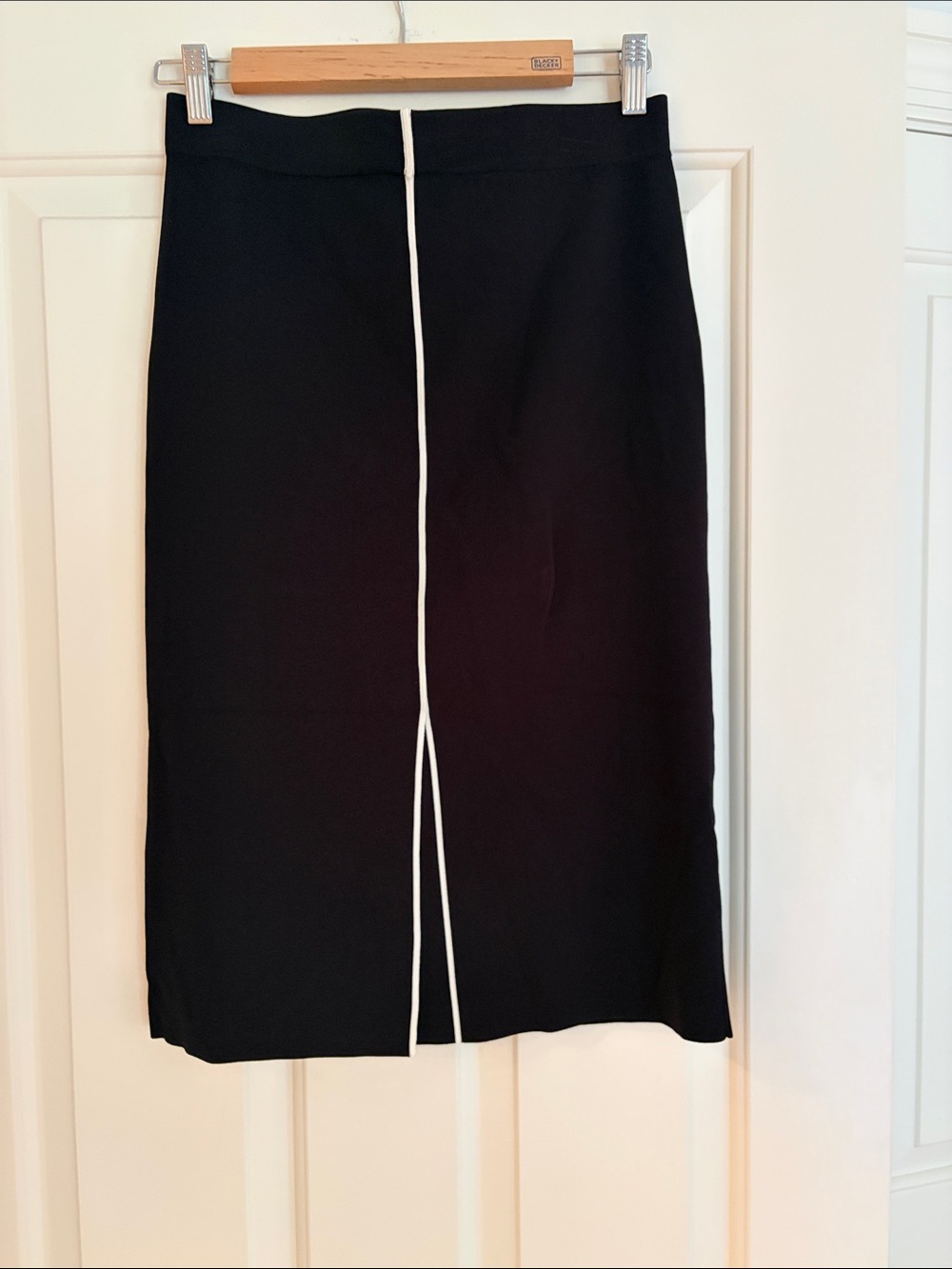 Rag & Bone Black Pull On Pencil Skirt with White Center Trim - Women's Skirt